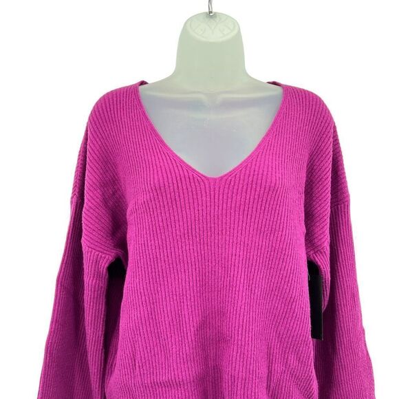 Free Press Sweater Women Small Purple Pullover Long Sleeve VNeck Knit Soft AS IS - Picture 3 of 13